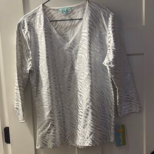 Silver Zebra Print V-Neck Top